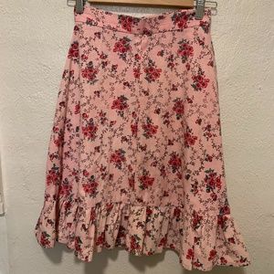 VINTAGE Pink Midi Length Button Down Skirt